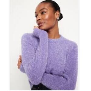 NWT Old Navy Lavender Eyelash Shine Metallic Pullover Crewneck Knit Sweater Sz S